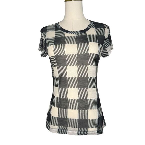 Rag & Bone Women’s Small Checkered Plaid T-Shirt Black & White Sheer - Picture 1 of 6